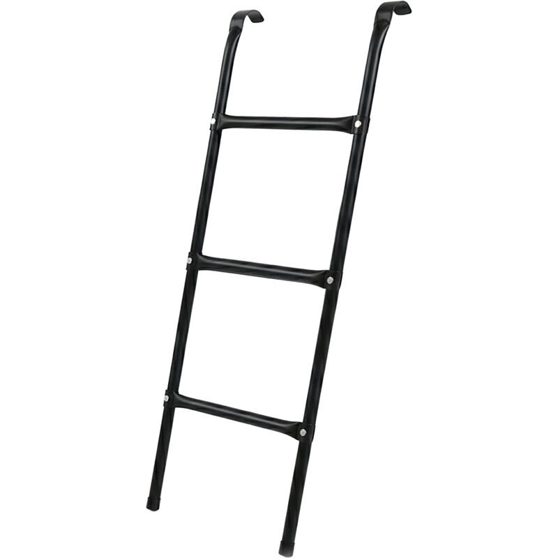 Relaxdays Trampolin Leiter, HxB: 96 x 38 cm, zum Einhängen, 3 Stufen, Leiter Gartentrampolin, universal, Stahl, schwarz