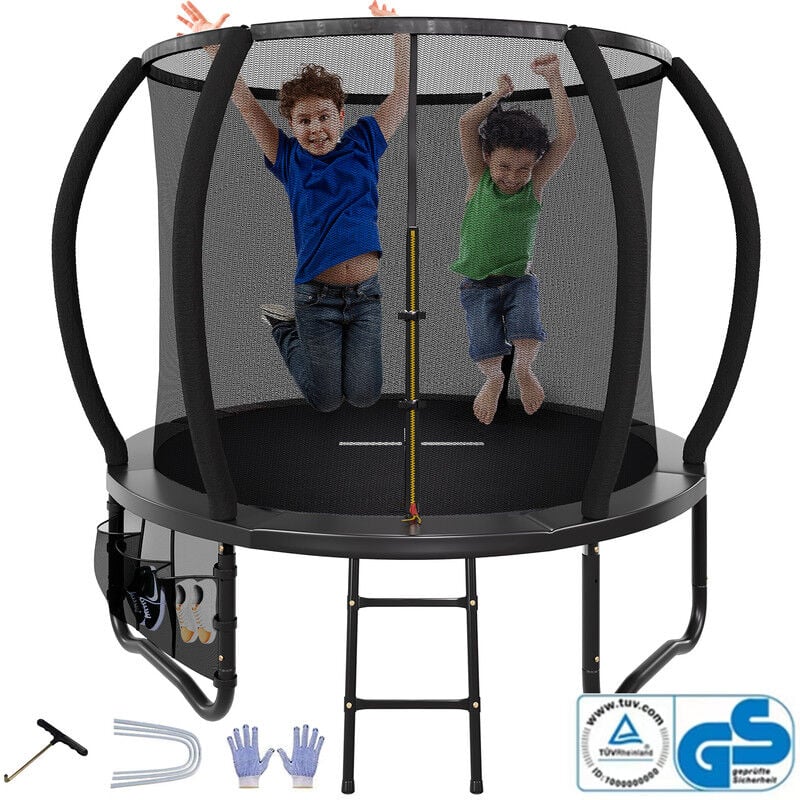 Trampolin Sport Bungee-Jumping Sicherheitsgurt Aufbewahrungsnetz für den Außenbereich Garten Größe 228 cm Trampolin schwarz Devoko