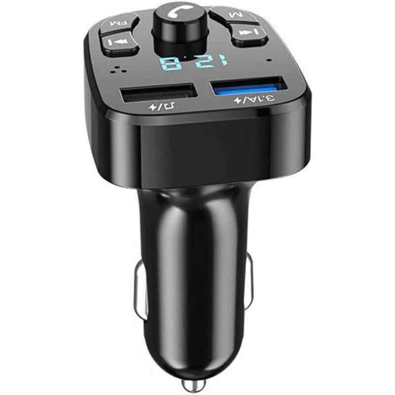 Bluetooth-FM-Transmitter, Bluetooth-MP3-Player fürs Auto, kabelloser FM-Transmitter, Stereo-Audio, Kfz-Ladegerät, 2 USB-Anschlüsse,