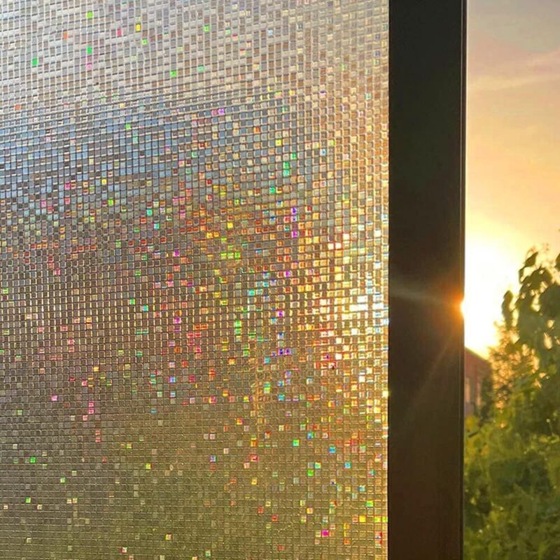 (Transparent – Mosaik, 30 x 200) 3D-Regenbogeneffekt-Fensterfolie, Sichtschutzfolie, Dekorative elektrostatische Fensterfolie, Verdunkelungsfolie,