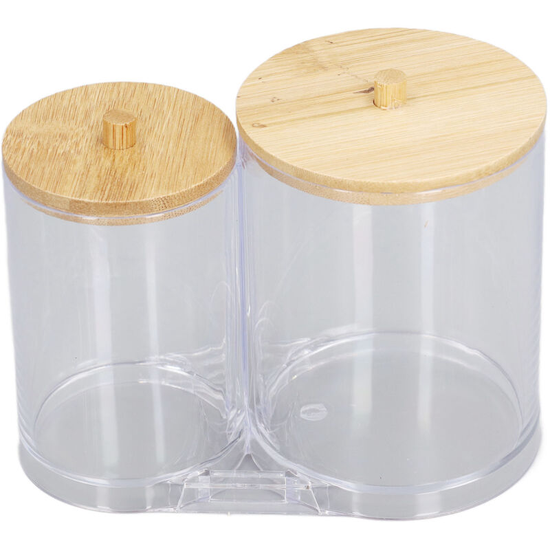 Transparente Aufbewahrungsbox für Make-up-Entferner-Pads mit Bambusdeckel – Kosmetik-Organizer