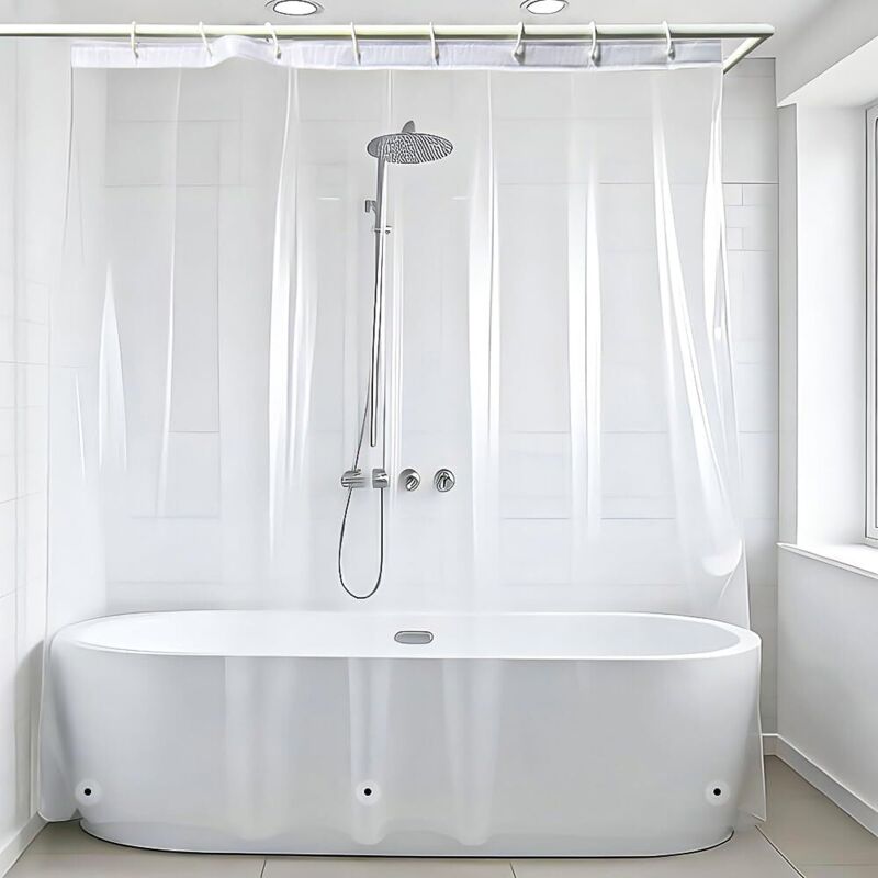 Transparenter Duschvorhang 180 x 180 cm, PEVA wasserdicht und schimmelhemmend, transparenter Duschvorhang