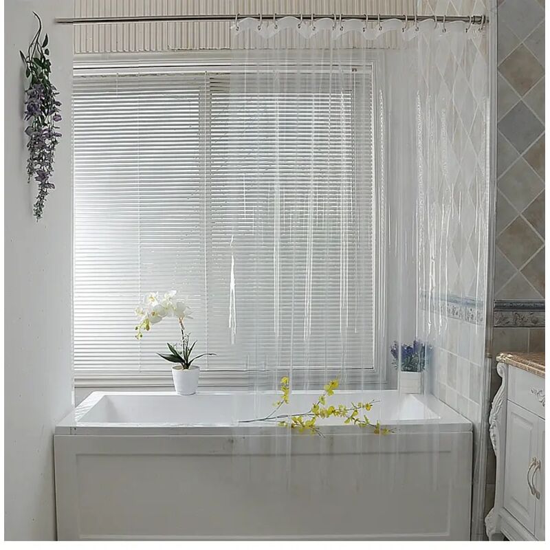 Transparenter, wasserdichter, weißer Duschvorhang aus Kunststoff, mit transparentem Futter, schimmelresistenter PEVA-Duschvorhang für luxuriöses