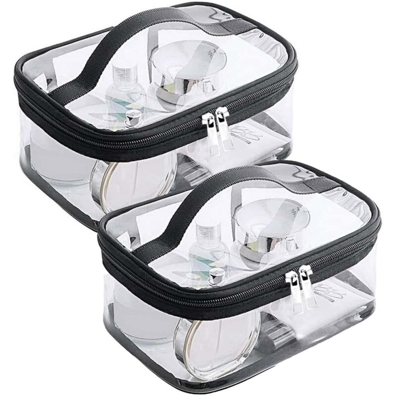 Transparentes Make-up-Set, 2-teiliges Set, transparentes Reise-Make-up-Set, PVC-Flugzeug-Make-up-Set für Kosmetik, Shampoo, Bürobedarf, 2 Stück (groß)