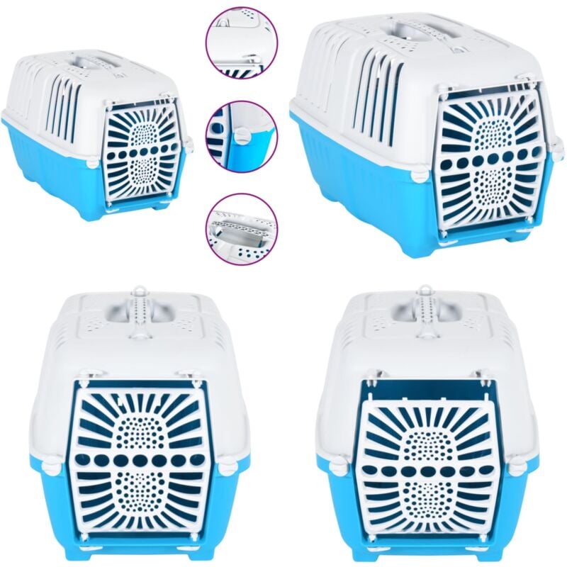 Transportbox für Haustiere Weiß Blau 48x31,5x33 cm Polypropylen - Transportbox für Haustiere - Transportboxen für Haustiere - Home & Living