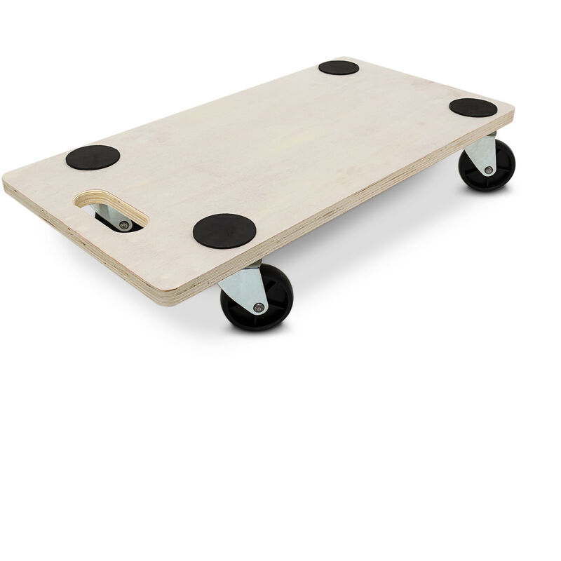 Relaxdays - Transportroller HxBxT:11x58x30cm, Holz, mit Griff, Möbelroller/Transportwagen, bis 200kg, natur