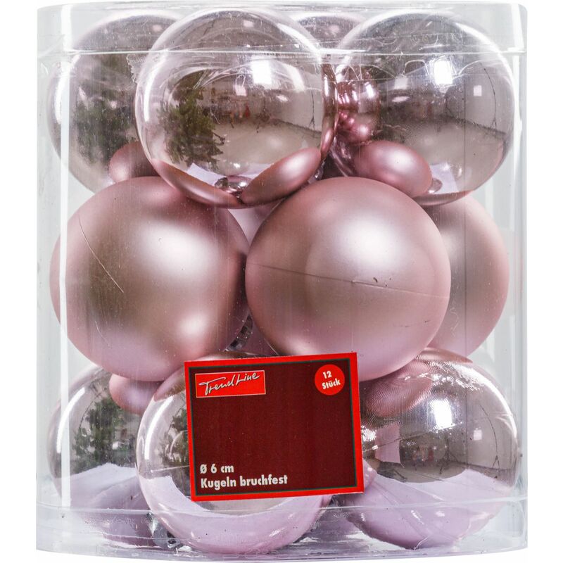 TrendLine Christbaumkugeln 12 Kugeln Ø 6 cm Rosa Weihnachtskugeln Weihnachtsbaum