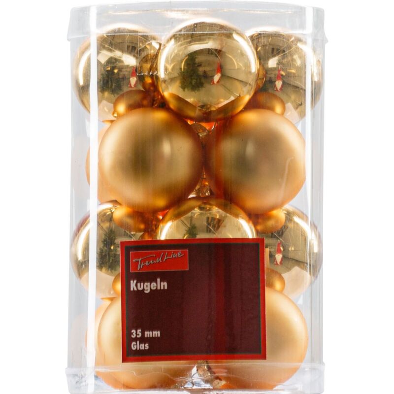 TrendLine Christbaumkugeln 16 Kugeln Ø 3,5 cm Gold Weihnachtskugeln Weihnachten