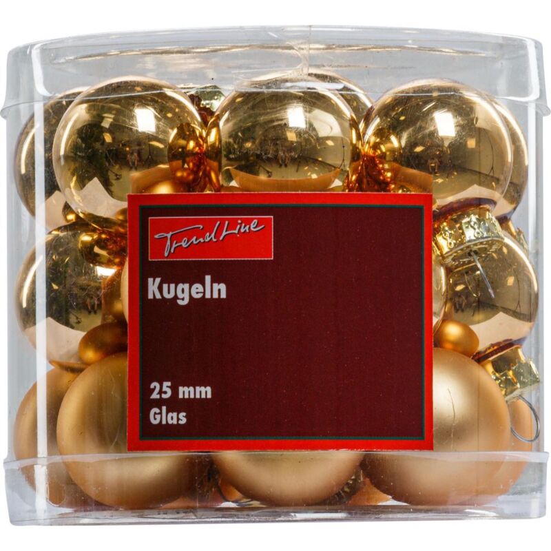TrendLine Christbaumkugeln 20 Kugeln Ø 6 cm Glas Gold Weihnachtskugeln