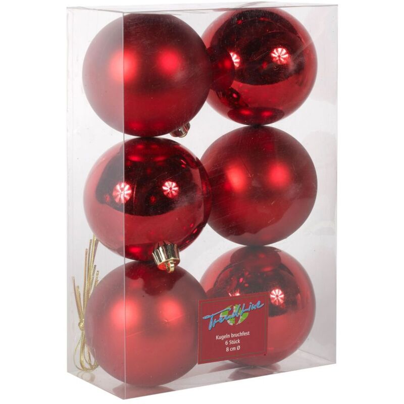 TrendLine Christbaumkugeln 6 Kugeln Ø 8 cm Rot Weihnachtskugeln Weihnachten