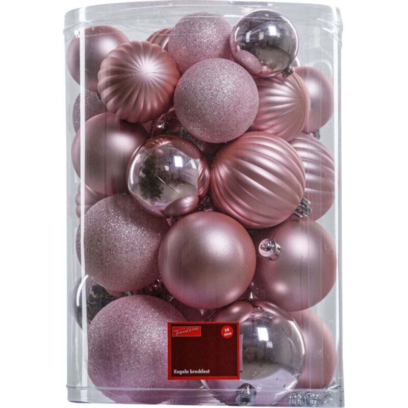 Trendline - Christbaumkugeln 34 Kugeln Rosa Weihnachtskugeln Weihnachtsbaumkugeln