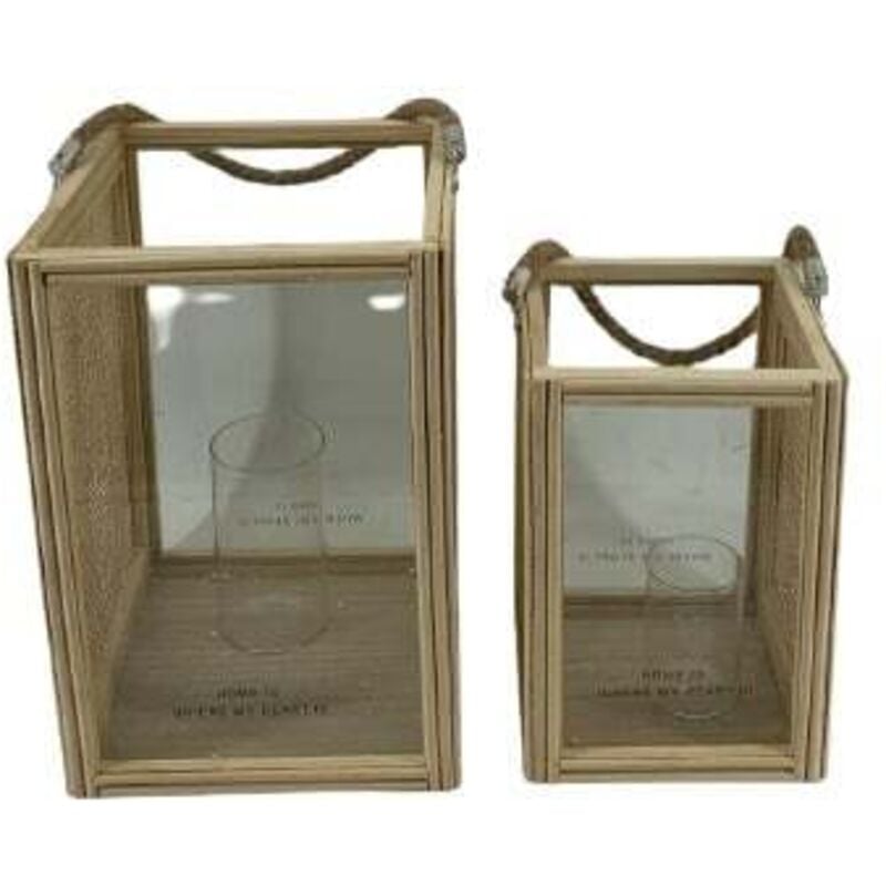 Deko Laterne Holz 22,7 x 15,5 x 15,5 cm natur Deko - Trendline