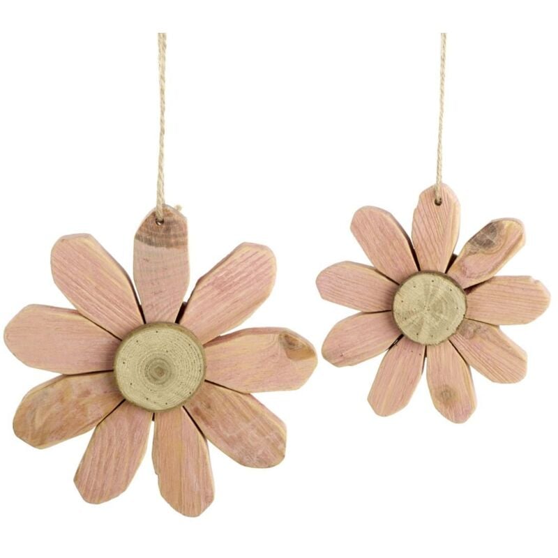 Deko Hänger Blume Holz 13 cm natur rosa Deko-Accessoires - Trendline