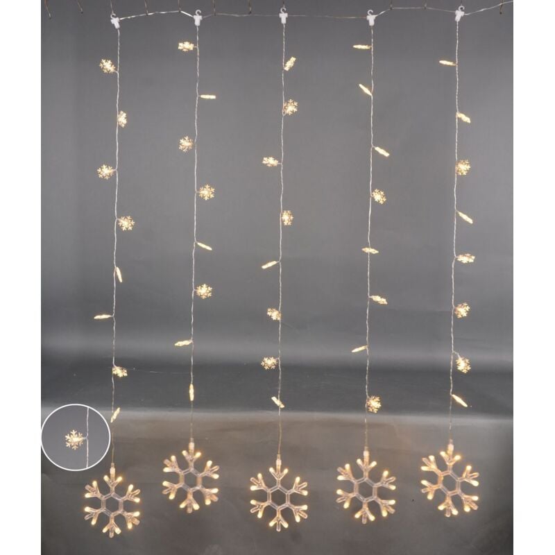 TrendLine Lichtervorhang 132 LED Schneeflocken Timer Weihnachtsbeleuchtung