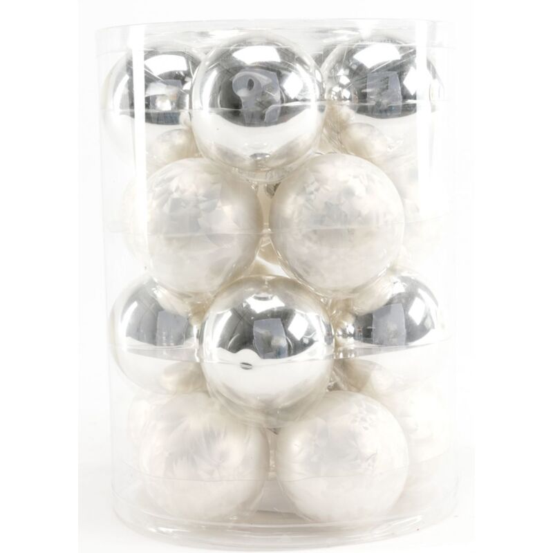 Trendline - Weihnachtskugeln aus Glas Ø60mm weiß 20 Stk Christbaumkugeln Xmas
