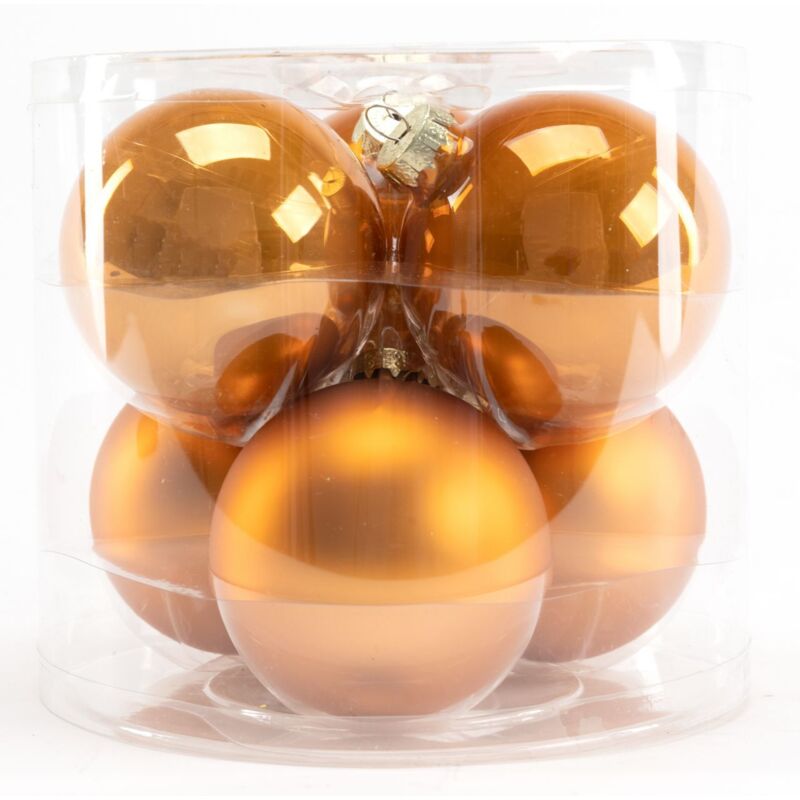 Weihnachtskugeln aus Glas ø 8 cm bernstein 6 Stück Christbaum- & Feiertagsschmuck - Trendline