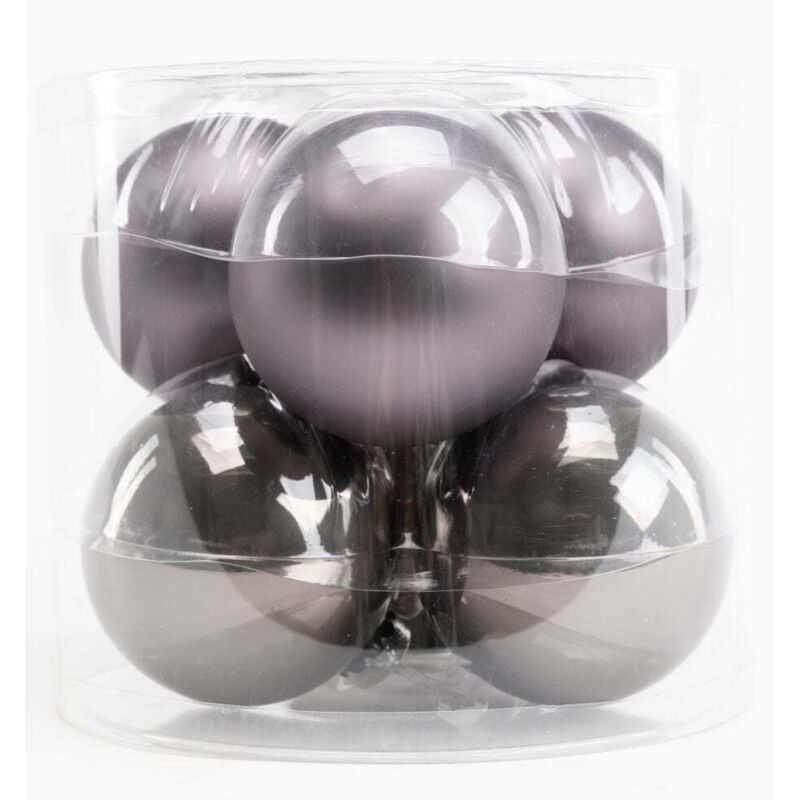 Trendline - Weihnachtskugeln aus Glas Ø80mm 6 Stk warmgrau Christbaumkugeln Xmas