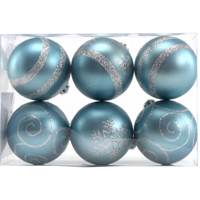 Trendline - Weihnachtskugeln bruchfest 6 Stück, 6 cm ø dämmerungsblau Christbaum