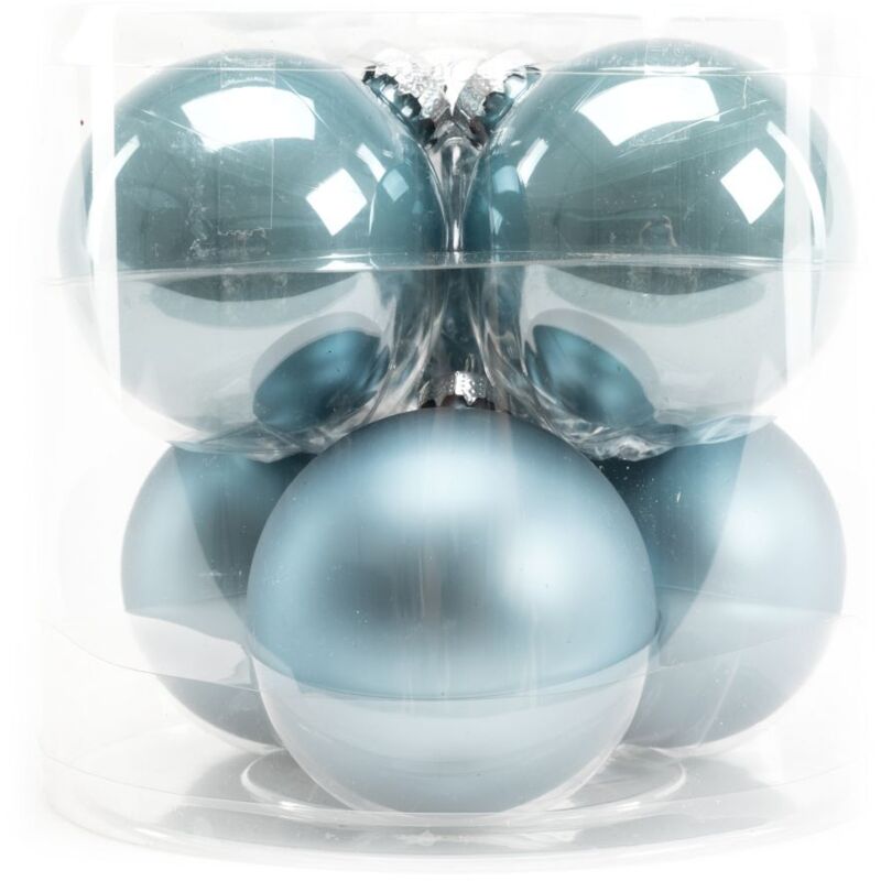 TrendLine Weihnachtskugeln Glas Ø80mm 6Stk dämmerungsblau Christbaumkugeln Xmas