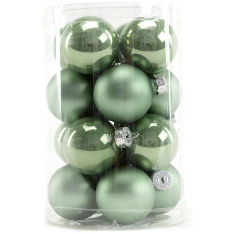 TrendLine Weihnachtskugeln Mini Glas Ø35mm salbeigrün 16 Stk. Christbaumschmuck