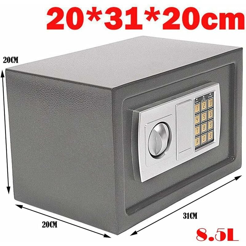 Tresor Elektronik Safe Tresor mit Zahlenschloss 2 Schlüssel Möbeltresor mit Doppelbartschloss Kleiner Wasserdichte Wandtresor für Bargeld Geld