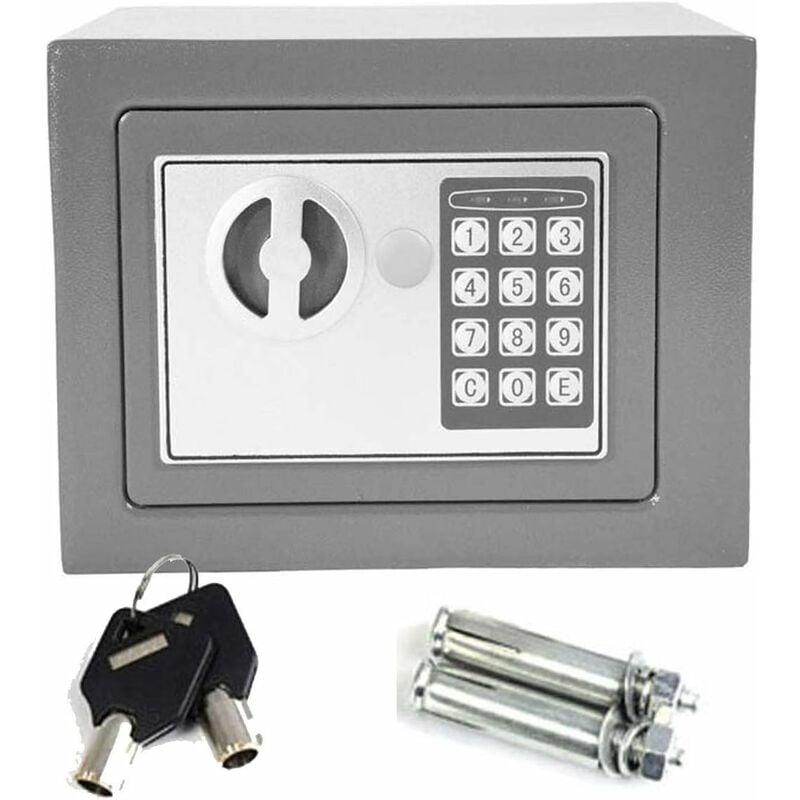 Dayplus - Tresor Klein Elektronischer Safe Schlüsseltresor Minisafe Wandtresor Mini Tresor Stahlsafe Möbeltresor Wandsafe Digital Sicher, 4.6L -Grau