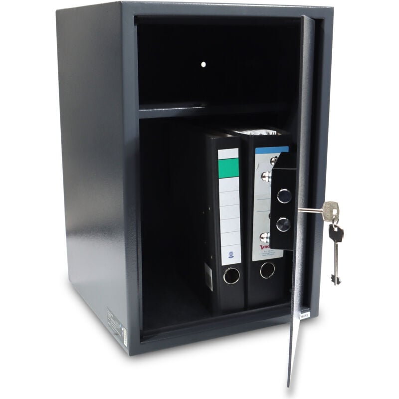 Tresor Möbeltresor Safe Aktentresor Sicherheitstresor Abschließbar mit Schlüssel für Büro und Daheim 35 x 36 x 52cm Dunkelgrau
