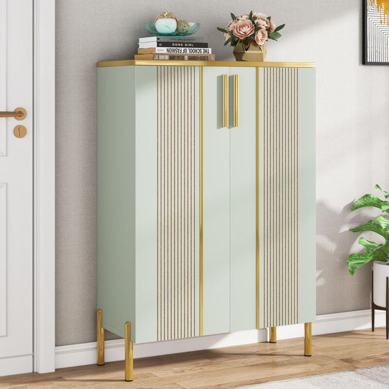 Tribesigns Schuhschrank mit Türen, 6-Tier-Schuhschrank mit verstellbaren Regalen, hölzerne Schuhe Rack Shoe Organizer Cabinet für Eingang, Flur,