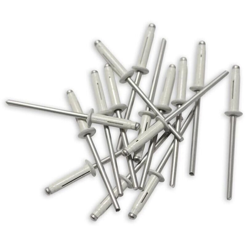 Trigrip-Nieten 4 x 20 mm weiß – Aluminium Bulbex für Kennzeichen – Packung mit 80 Nieten für dauerhafte Befestigung