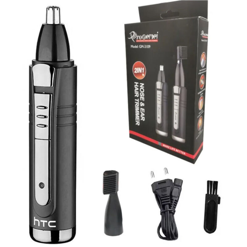 Trade Shop - 2-in-1-Elektro-Akku-Barttrimmer für Bart und Nase GM-3109 -