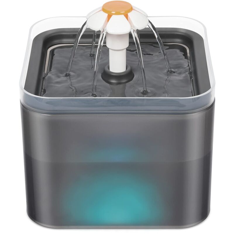 Trinkbrunnen für Katzen und Hunde – 2 l – Katzenzubehör – LED-Nachtlichtfunktion – Extrem leise – Automatisch – Mit Aktivkohlefilter und Wasserpumpe