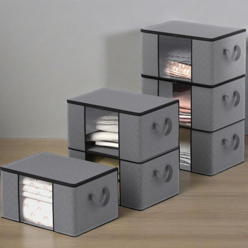 Trintion Faltbare Aufbewahrungsbox mit Deckel & Griff Große Organizer-Box für Kleidung Bettdecken Spielzeug Unterbett-Lagerung Ideal für Umzug &