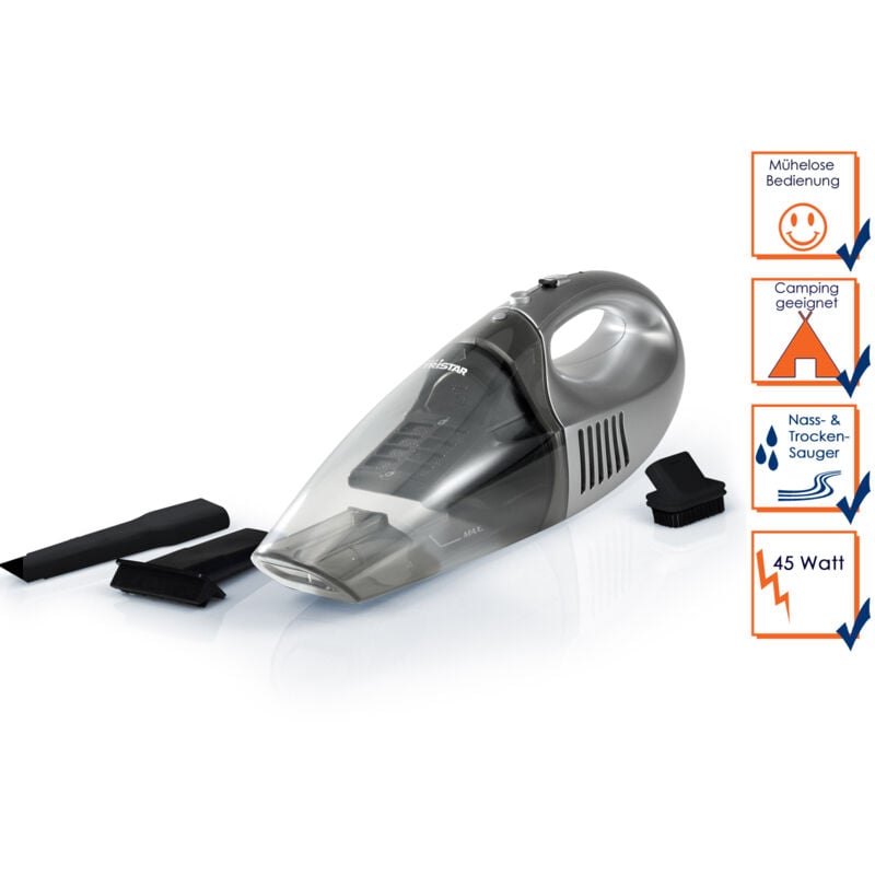 Naß/Trocken-Handstaubsauger, 45 Watt, mit Wandhalterung, campingtauglich