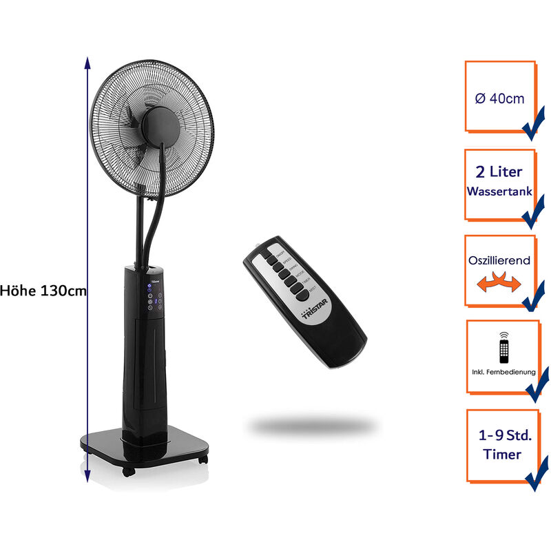 Standventilator oszillierend & Sprühnebel Luftbefeuchtung Fernbedienung & Timer