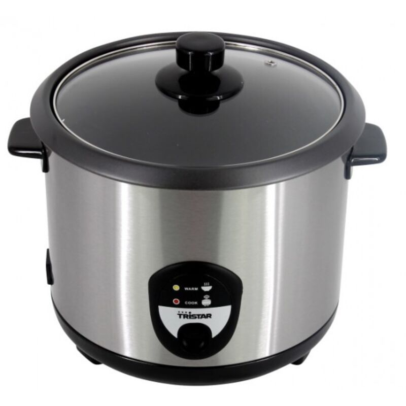 Tristar - Elektrischer Reiskocher Edelstahl 2,2 Liter, Warmhaltefunktion - 900 Watt