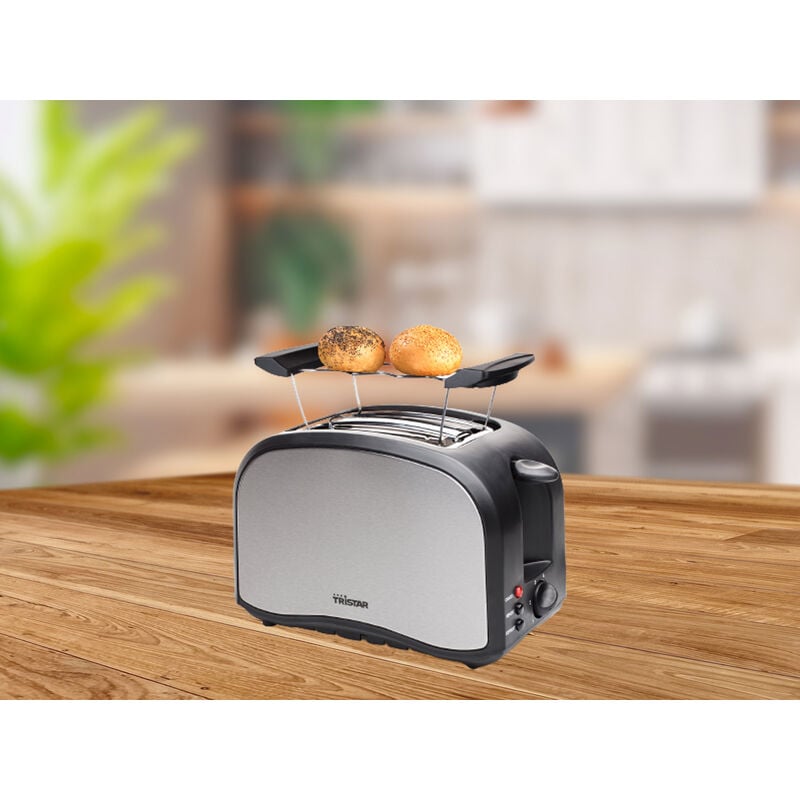 Toaster Edelstahl 2 Schlitze 6 Stufen, Automatische Abschaltung 800 Watt