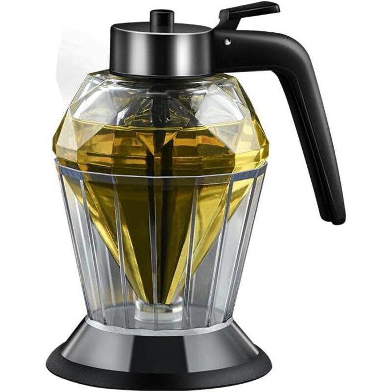 Tropffreier Glas-Honigspender mit Sockel, Honigtopf mit Rührstab, Ahornsirupspender, geeignet für Sirup, Zucker, Soßen und Gewürze, Diamantform (200