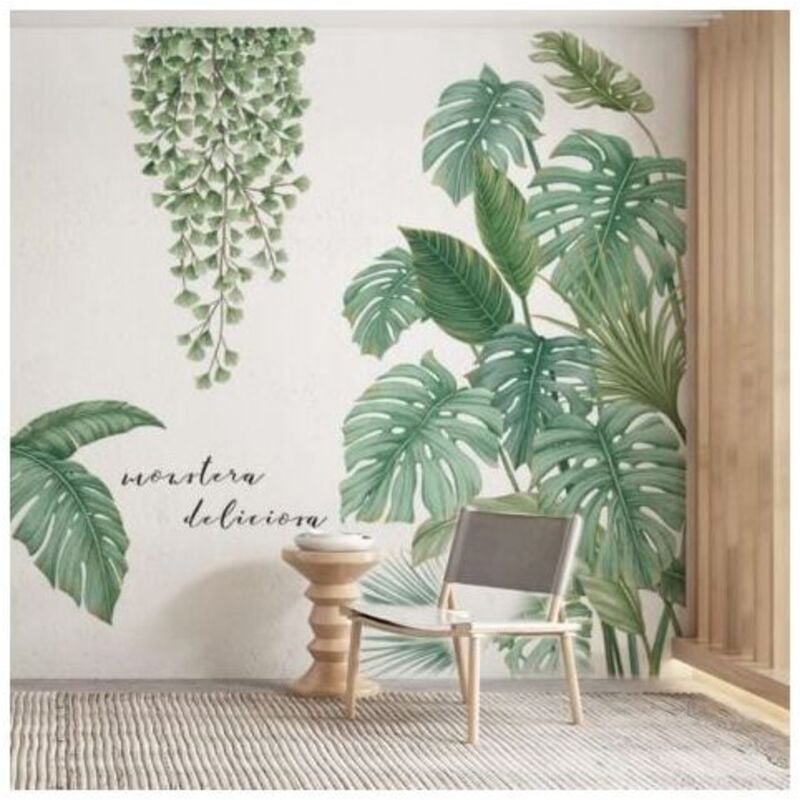 Mumu - Tropische Pflanzen-Palmblatt-Aufkleber, Laub-Aufkleber, Weinblätter-Wandaufkleber, tropische Pflanzen-Wandaufkleber, geeignet für