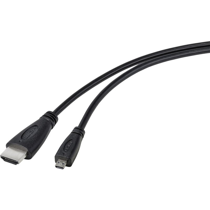TRU COMPONENTS HDMI-Kabel Raspberry Pi® [1x HDMI-Stecker - 1x HDMI-Stecker D Micro] 1.80 m Schwarz