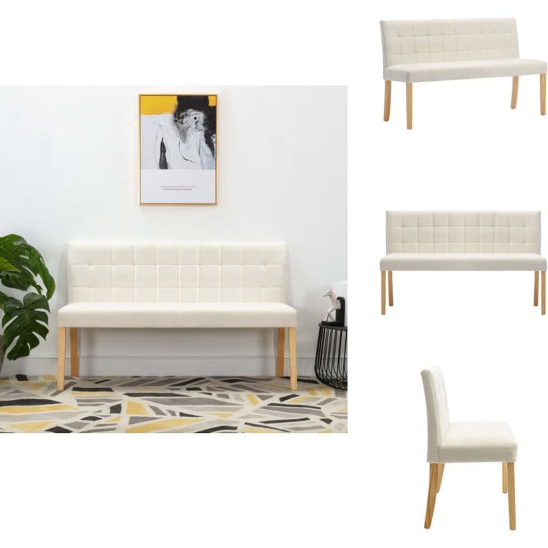 Vidaxl - Bank 140 cm Creme Samt - Samtsofa - Wohnzimmersitzgelegenheit - Bequeme Bank - Cremefarbene Bank - Steppdesign