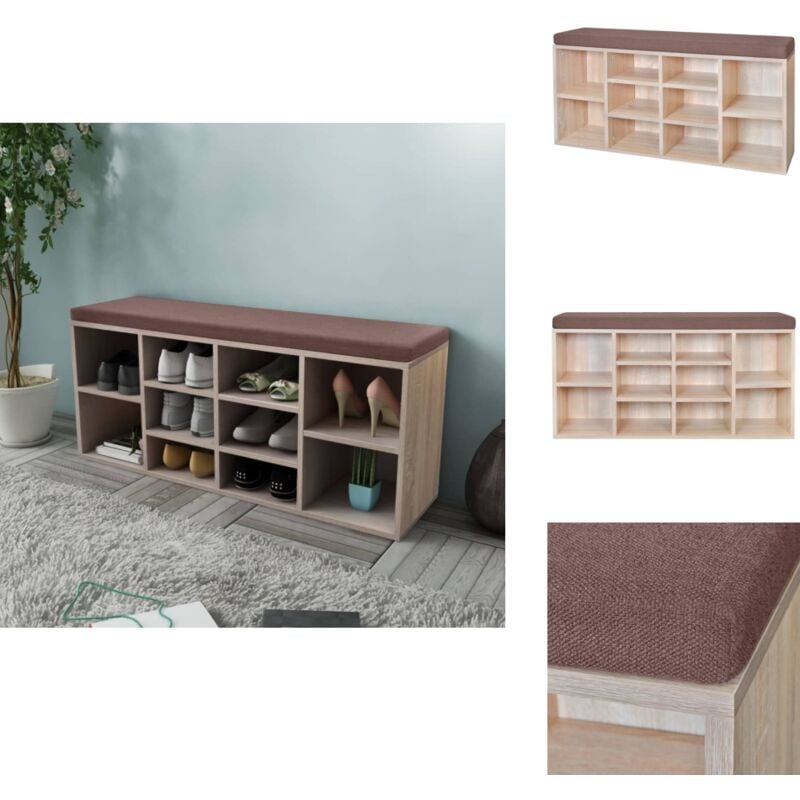 Schuhschrank Schuhbank Sitzbank 10 Fächer Eichefarbe - Schuhschrank - Schuhbank - Sitzbank - Eichenholz - Möbel