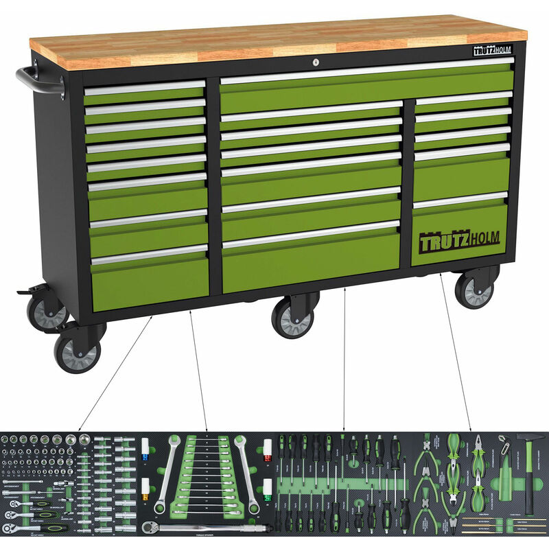 Trutzholm ® - trutzholm Werkstattwagen Deluxe xxl 20 Schubladen inkl. 4 Schubladen 135 tlg. bestückt