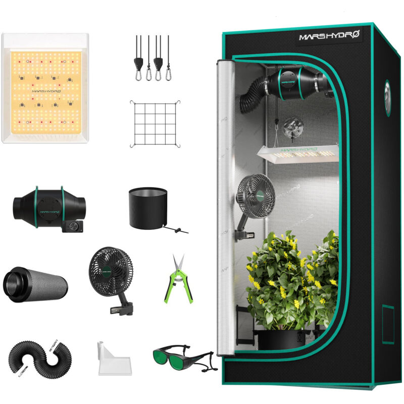 Mars Hydro - TS600 led Wachstumslicht 60x60cm Plant Tent Fan Kit, geeignet für 1-3 Pflanzen