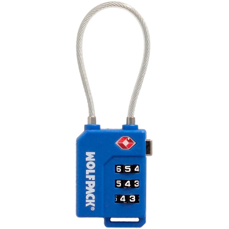 TSA 3-stelliges Gepäcksicherheits-Vorhängeschloss mit Stahlkabel. Kombinationsschloss, Koffer, Reisen, Rucksäcke, Sicherheit