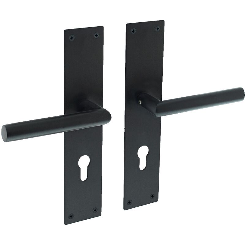 Intersteel - Türdrücker Jura auf Schild 250x55x2 mm pz 72 Edelstahl/Schwarz matt