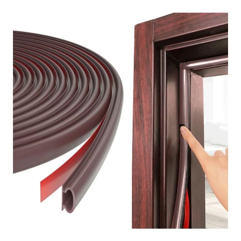 Rapanda - Tür- und Fenster-Dichtungsstreifen, 6 m, brauner D-förmiger Tür- und Fenster-Dichtungsstreifen, schalldämmender Ersatz, geeignet für 2,5–6