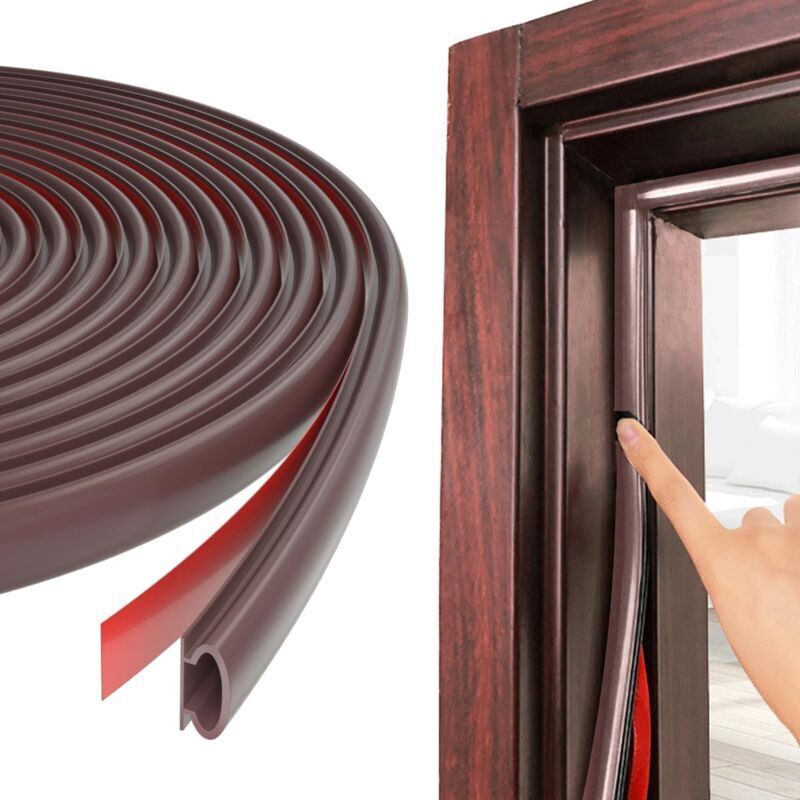 Tür- und Fensterdichtung, 6 m/236 Zoll, braune D-förmige Tür- und Fensterdichtung zur Schalldämmung, Ersatz für einen Spalt von 2,5–6 mm,