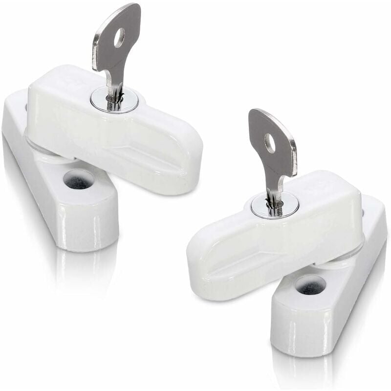 Tür- und Fensterschlösser für PVC-Türen, Fenster und Fenstertüren, Rahmenschlösser für doppelt verglaste Türen und Fenster (2er-Pack, weiß)