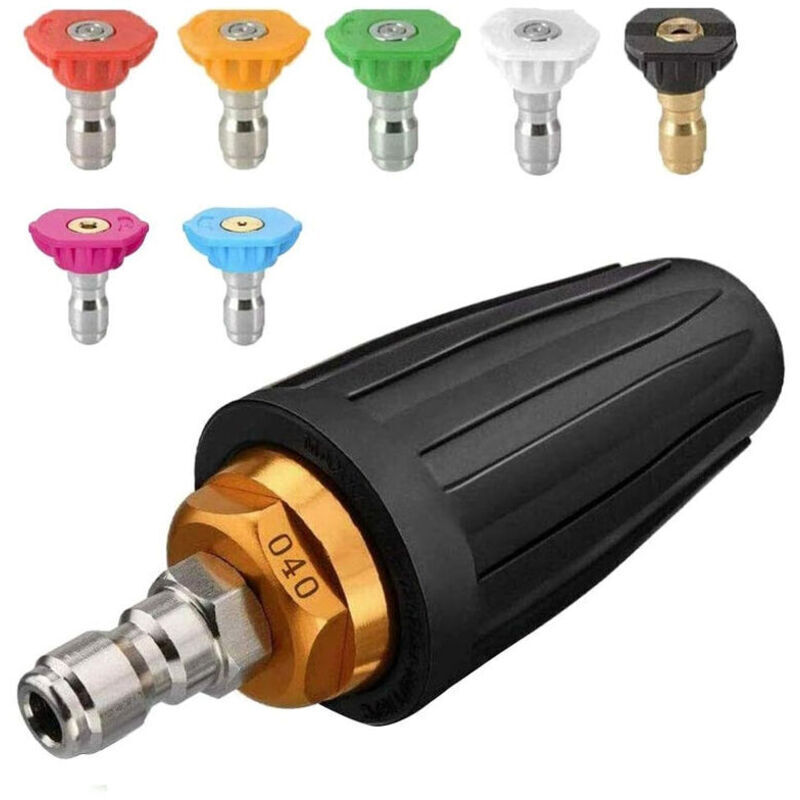 Turbo-Düse für Hochdruckreiniger, rotierende Düse mit 7 Spitzen, Schnellanschluss 1/4', 4000 Psi, Schwarz, (406689), Jet-Kit für Hochdruckreiniger,