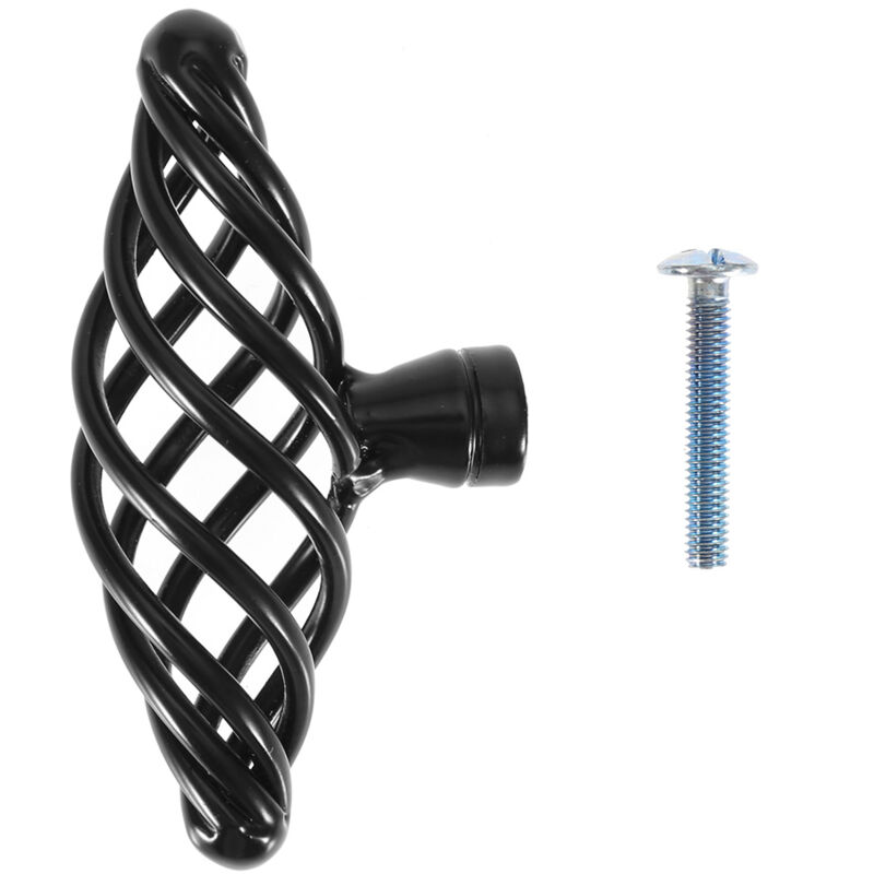 Türgriff aus mattschwarzem Eisen, Vogelkäfig-Stil, schlichtes Design (3-0)